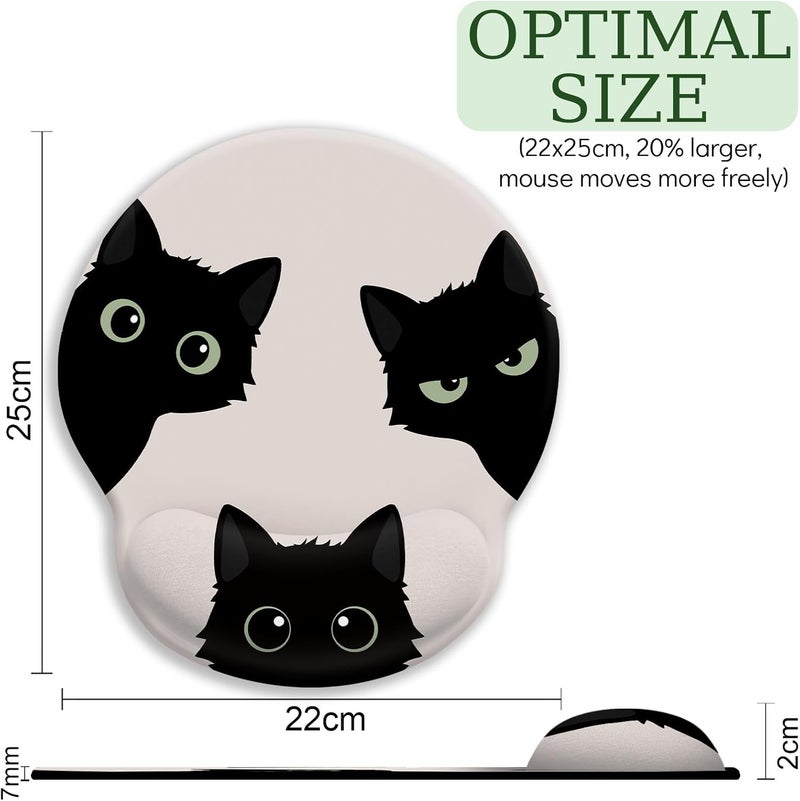 LIMKRIAN Cat Mouse Pad, Funny Ergonomic Mousepad with Wrist Rest, Gaming Mouse Pad Wrist Support with Non-Slip Pain Relief PU Base, Black Cat Mouse Pads for Desk, Cute Office Desk Accessories Decor - Image 4